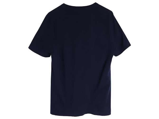 T-shirt classica con logo Louis Vuitton ricamato in cotone blu - vista 2