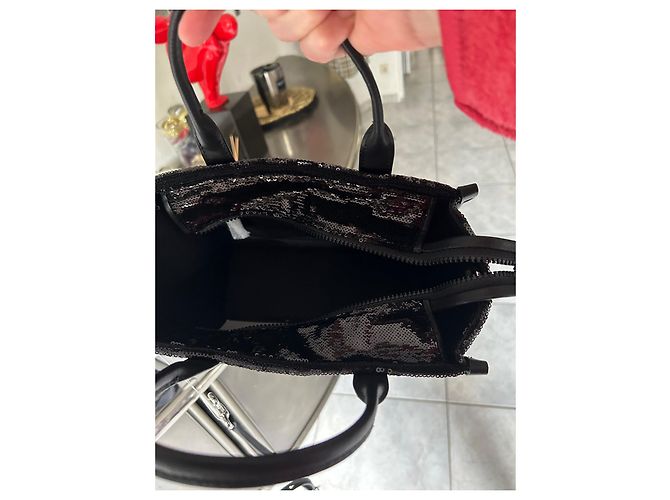 Borsa tote Marc Jacobs piccola in paillettes e pelle nera Nero - vista 10