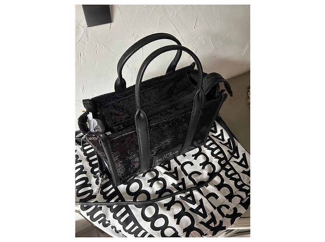 Borsa tote Marc Jacobs piccola in paillettes e pelle nera Nero - vista 2