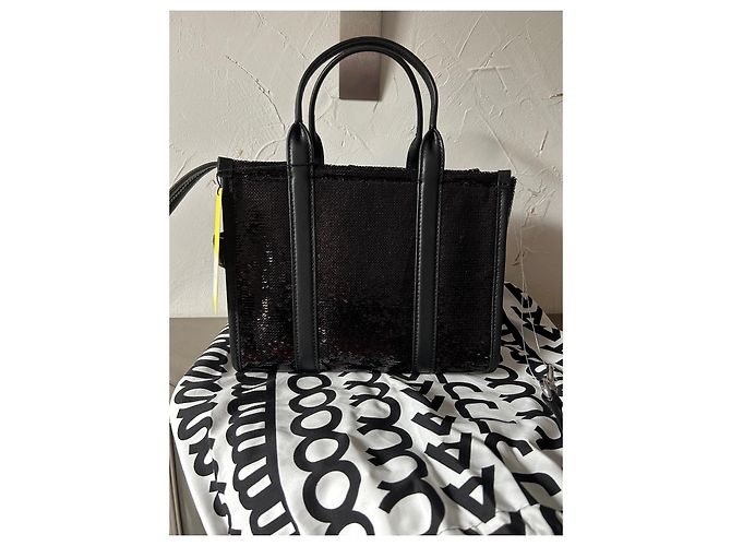 Borsa tote Marc Jacobs piccola in paillettes e pelle nera Nero - vista 4