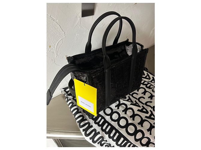 Borsa tote Marc Jacobs piccola in paillettes e pelle nera Nero - vista 5