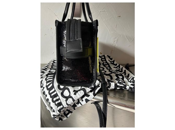 Borsa tote Marc Jacobs piccola in paillettes e pelle nera Nero - vista 6