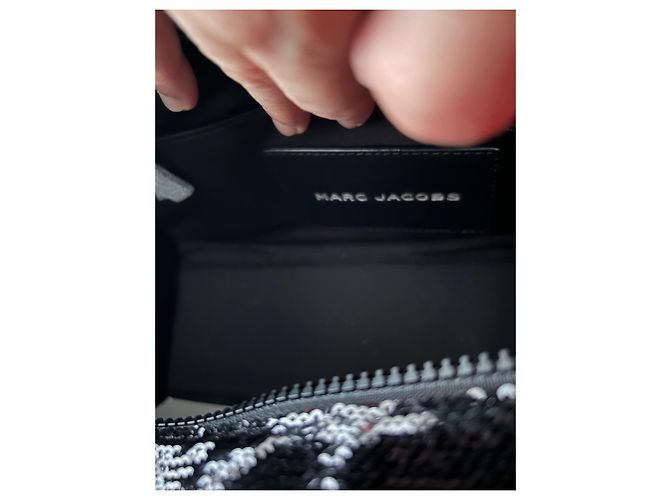 Borsa tote Marc Jacobs piccola in paillettes e pelle nera Nero - vista 9