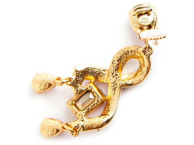Orecchini a clip Oscar de la Renta Oro Metallo Perle di Vetro Rosse Gold hardware - vista 5