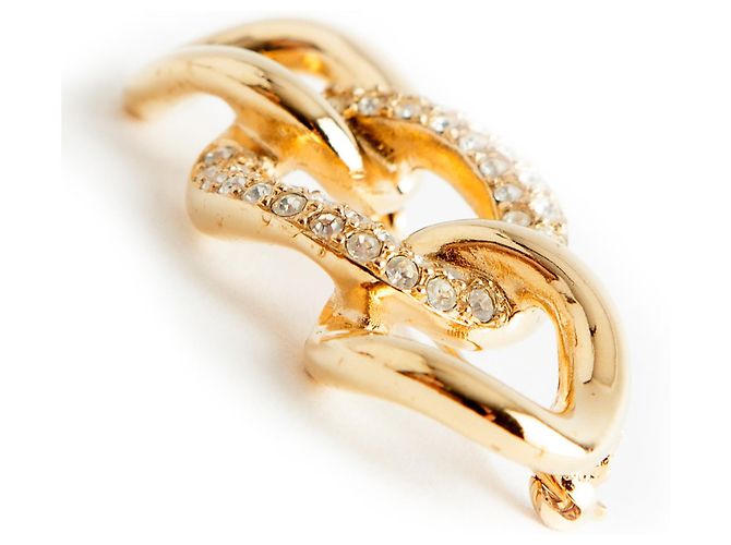 Spilla Link Christian Dior Oro e Cristalli D'oro - vista 2