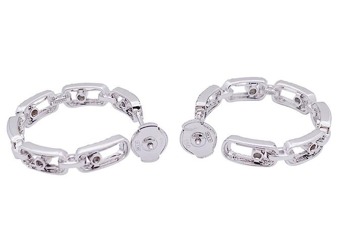 Boucles d'oreilles Messika, "Move Link", or blanc, diamants. - vue 3
