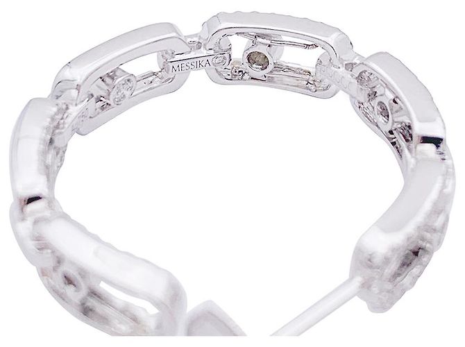 Boucles d'oreilles Messika, "Move Link", or blanc, diamants. - vue 4