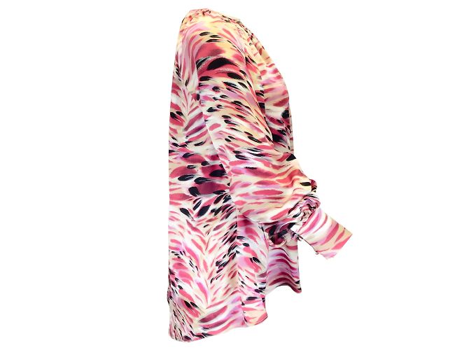 Camicetta in raso a maniche lunghe multi stampa marrone Prabal Gurung Multicolore - vista 2