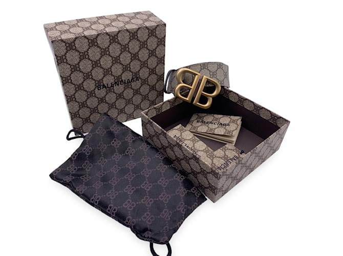 Gucci x Balenciaga Hacker Project Monogramm BB Canvas Gürtelgröße 90 Beige - Ansicht 2