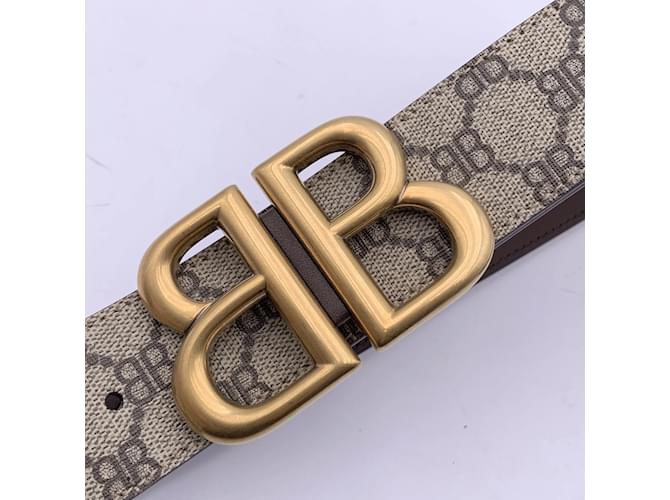 Gucci x Balenciaga Hacker Project Monogramm BB Canvas Gürtelgröße 90 Beige - Ansicht 5