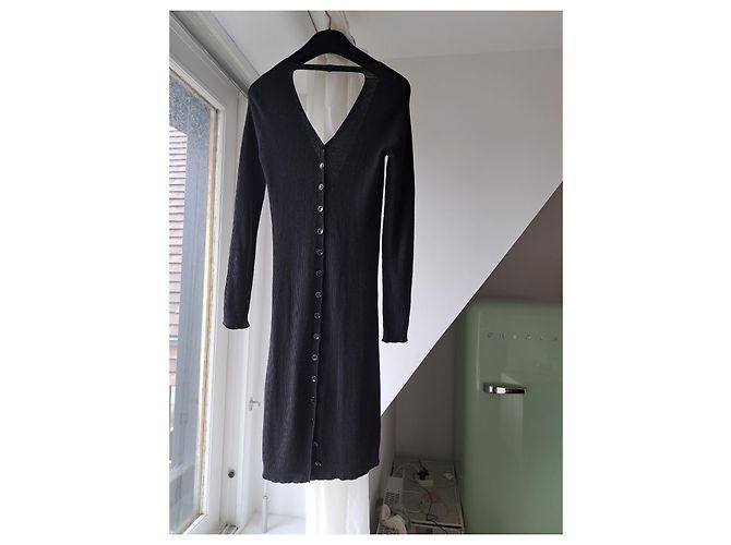 Autre Marque Schwarzes Viscose Kleid mit Knöpfen Größe 38 - Ansicht 2
