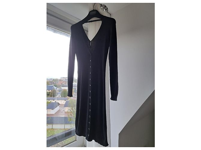 Autre Marque Schwarzes Viscose Kleid mit Knöpfen Größe 38 - Ansicht 3