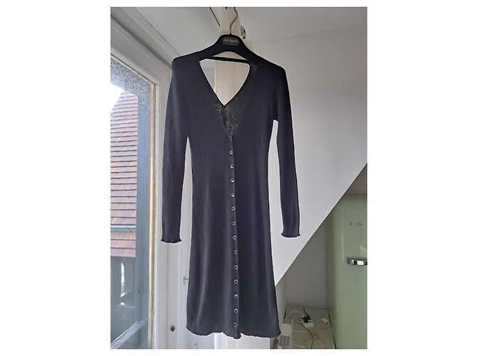 Autre Marque Schwarzes Viscose Kleid mit Knöpfen Größe 38 - Ansicht 4
