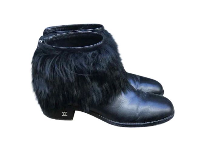 Botines CHANEL T.EU 37.5 Cuero Negro - vista 8