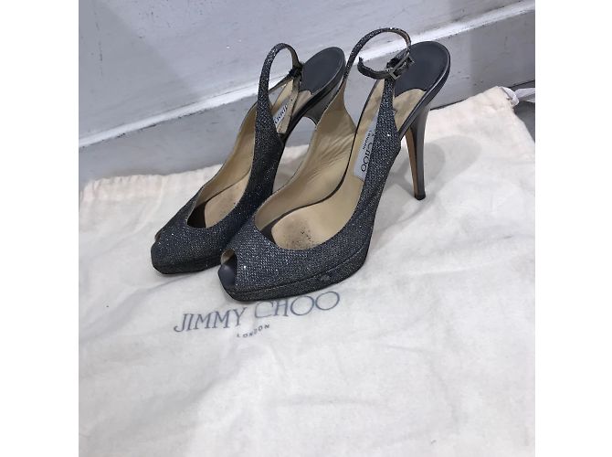 JIMMY CHOO Tacchi T.EU 39 Glitter Grigio - vista 4