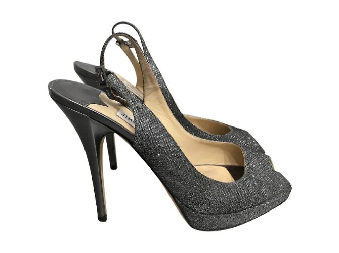 JIMMY CHOO Tacchi T.EU 39 Glitter Grigio - vista 8