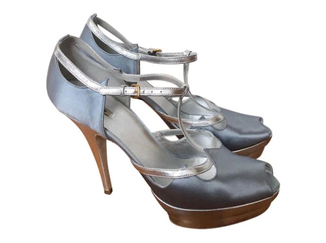 Sandali MIU MIU T.EU 40.5 Tessuto Blu - vista 6