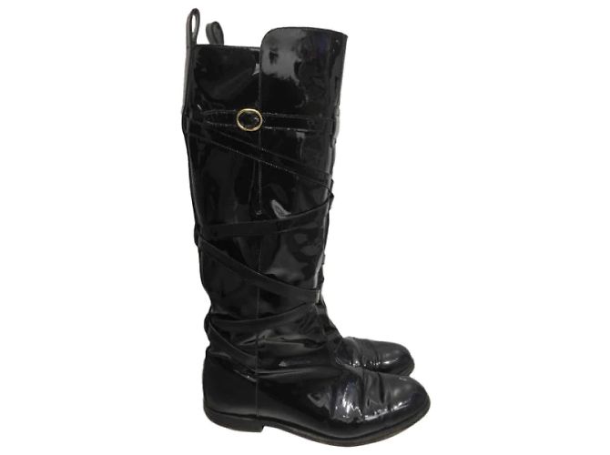 Botas SAINT LAURENT T.EU 36 Cuero charol Negro - vista 8