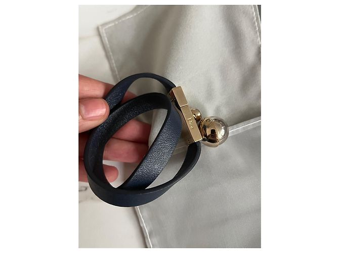 Dior Armband aus blauem Leder Marineblau - Ansicht 4