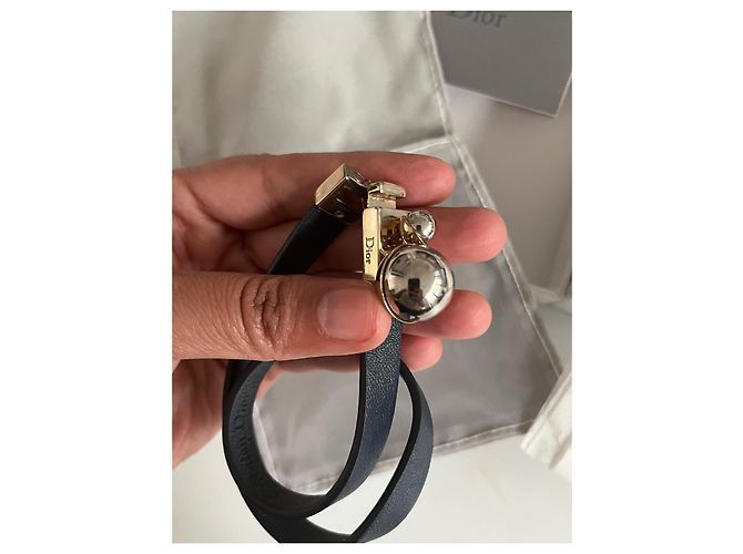 Dior Armband aus blauem Leder Marineblau - Ansicht 5