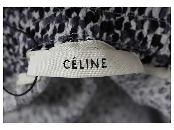 Céline Minifalda con cordón y lunares Celine en seda gris Azul - vista 4