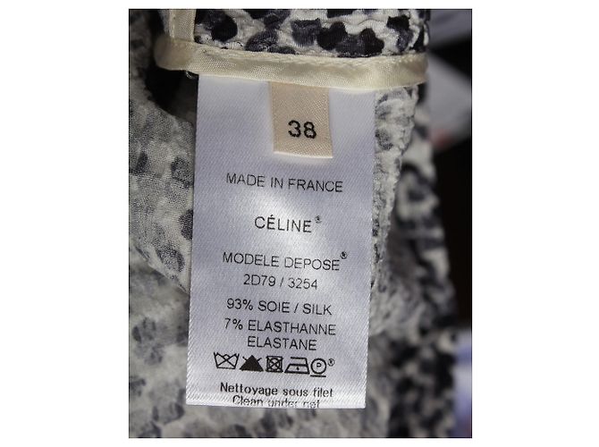 Céline Minifalda con cordón y lunares Celine en seda gris Azul - vista 5
