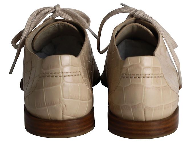 Alexander Wang Ingrid Oxfords mit Krokodilprägung aus beigem Kalbsleder - Ansicht 4