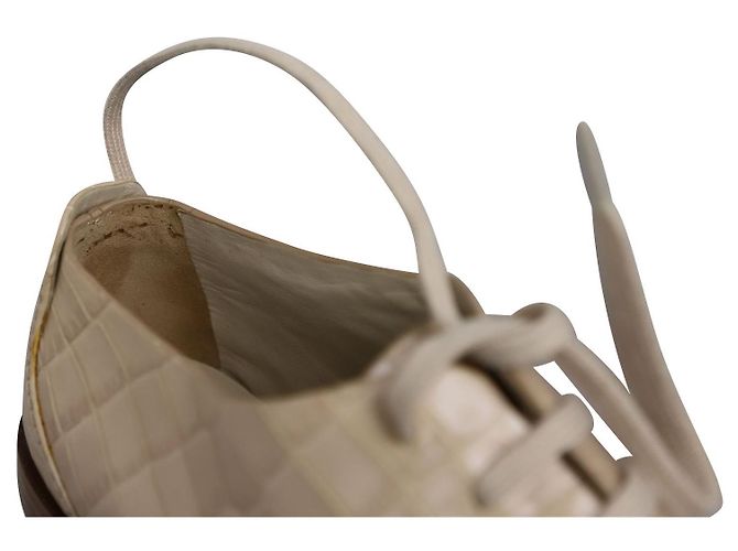 Alexander Wang Ingrid Oxfords mit Krokodilprägung aus beigem Kalbsleder - Ansicht 8