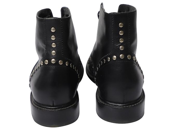 Stivali stringati Army Saint Laurent con borchie in pelle nera Nero - vista 10