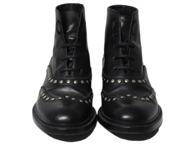 Stivali stringati Army Saint Laurent con borchie in pelle nera Nero - vista 2