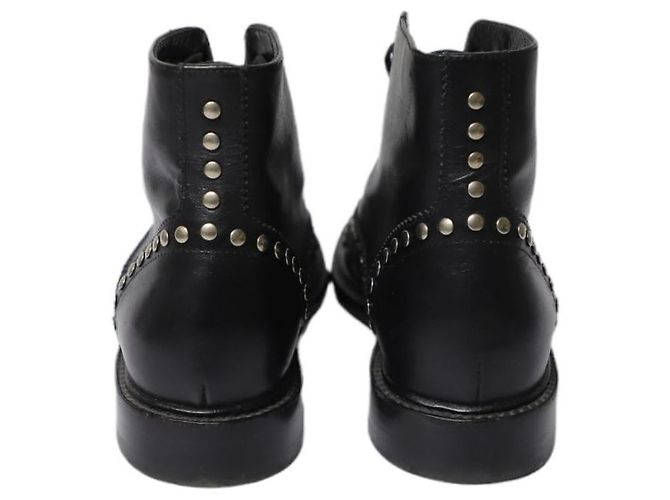 Stivali stringati Army Saint Laurent con borchie in pelle nera Nero - vista 4