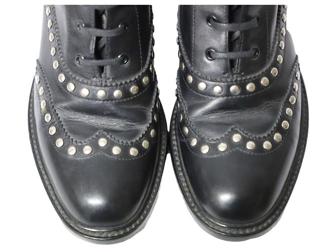 Stivali stringati Army Saint Laurent con borchie in pelle nera Nero - vista 5