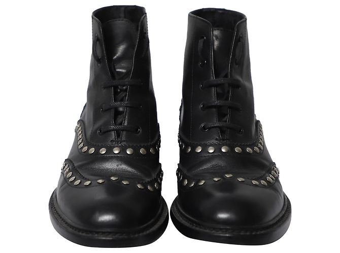Stivali stringati Army Saint Laurent con borchie in pelle nera Nero - vista 7