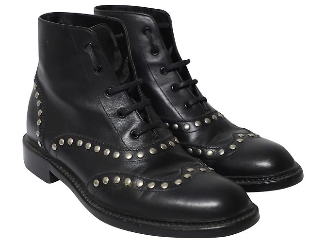 Stivali stringati Army Saint Laurent con borchie in pelle nera Nero - vista 8