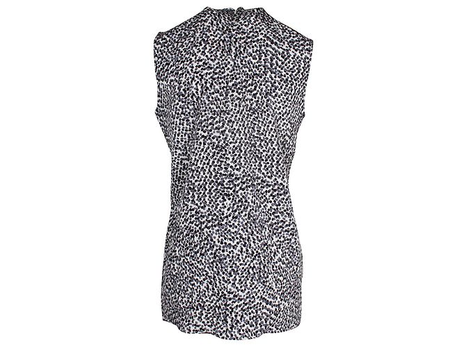 Céline Celine Top sem mangas de bolinhas em seda cinza - vista 3