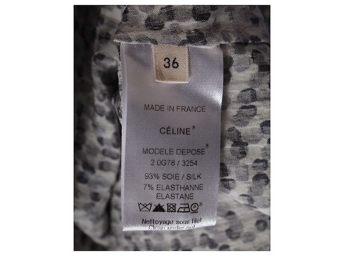 Céline Celine Top sem mangas de bolinhas em seda cinza - vista 5