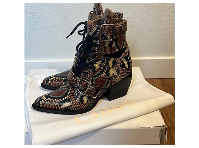 Stivali Chloé Rylee multicolore in pelle di serpente - vista 3