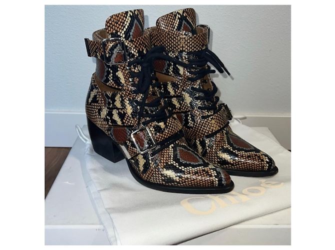 Stivali Chloé Rylee multicolore in pelle di serpente - vista 4