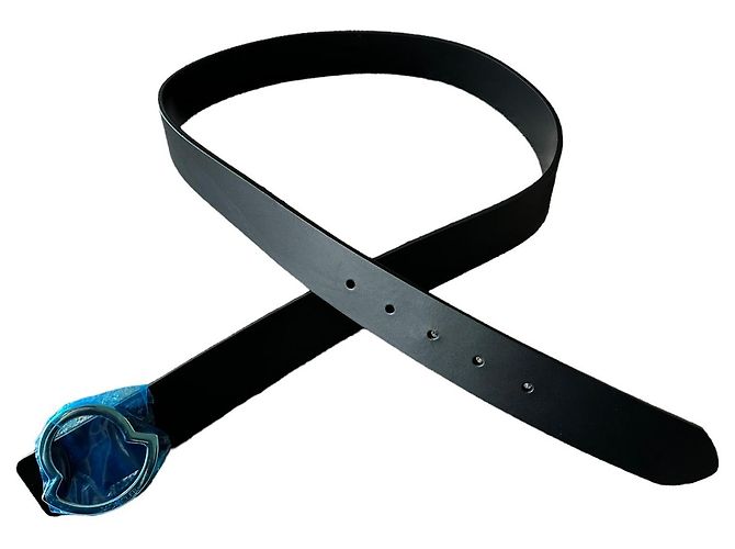 Moncler Cintura da uomo in pelle nera con logo - vista 7