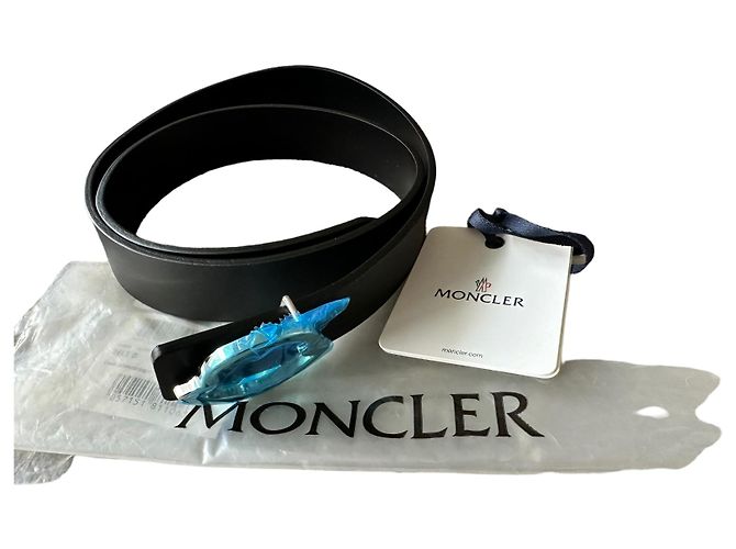Moncler Cintura da uomo in pelle nera con logo - vista 9