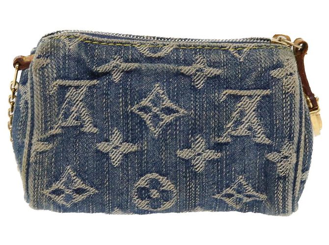 LOUIS VUITTON Pochette Monogram Denim Trousse Speedy PM Bleu M95082 Auth LV 52172 - vue 2
