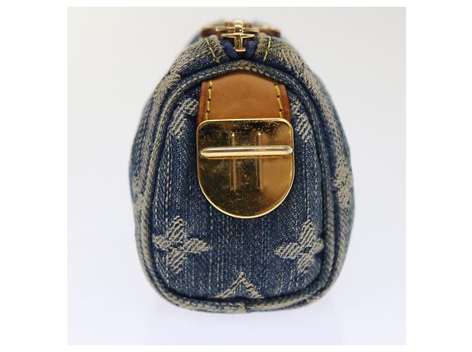 LOUIS VUITTON Pochette Monogram Denim Trousse Speedy PM Bleu M95082 Auth LV 52172 - vue 4
