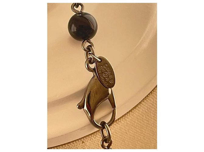 Chanel 11alla, 2011 Collana lunga multicolore con perle di cristallo CC e perline di pietra autunnali Nero Beige Silver hardware - vista 6