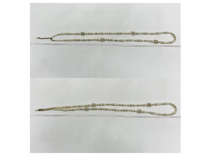 Chanel CC C23Una scatola per collana a lunga conservazione con perle e logo in cristallo stellato Bianco - vista 20