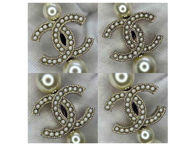 Chanel CC C23Una scatola per collana a lunga conservazione con perle e logo in cristallo stellato Bianco - vista 7