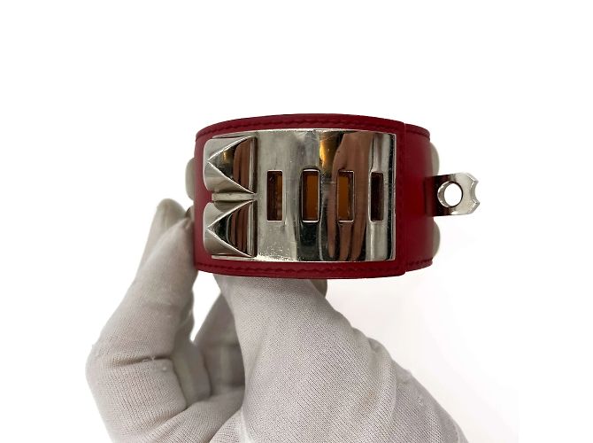 Hermès Collar para Perro Pulsera de Cuero Rojo Roja - vista 3