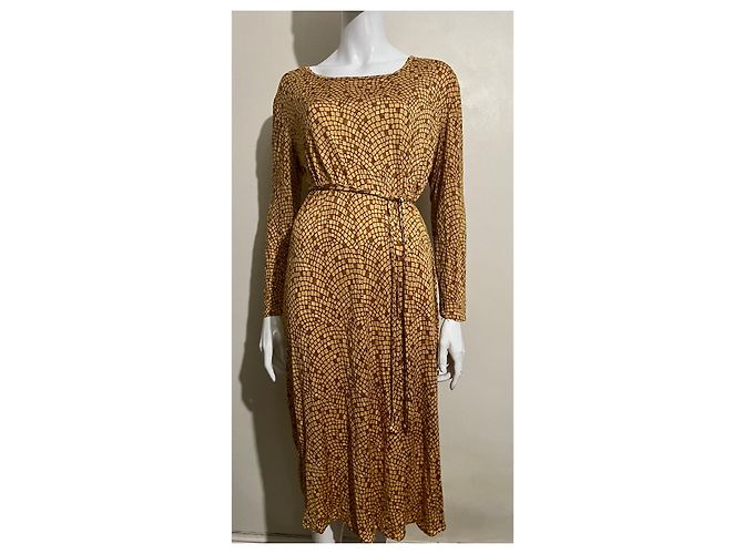 Diane Von Furstenberg Sehr Vintage DvF-Kleid (1st Ausgabe) Braun Karamell - Ansicht 2