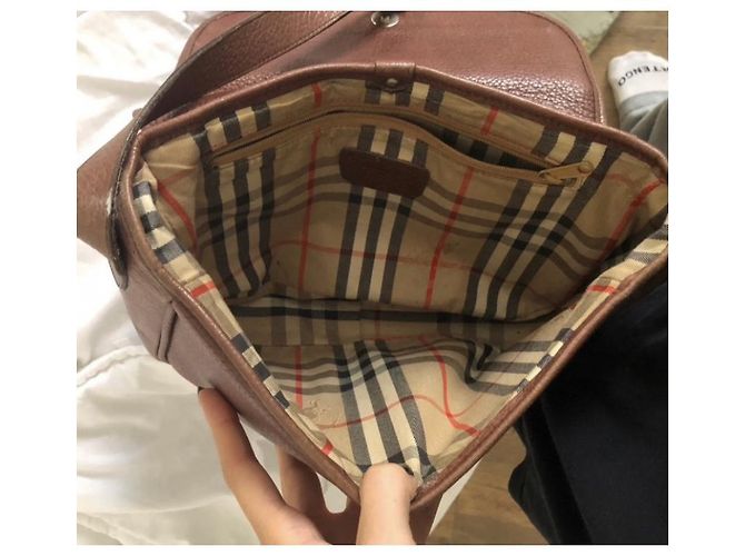 Borsa a mano Burberry in pelle marrone - vista 10