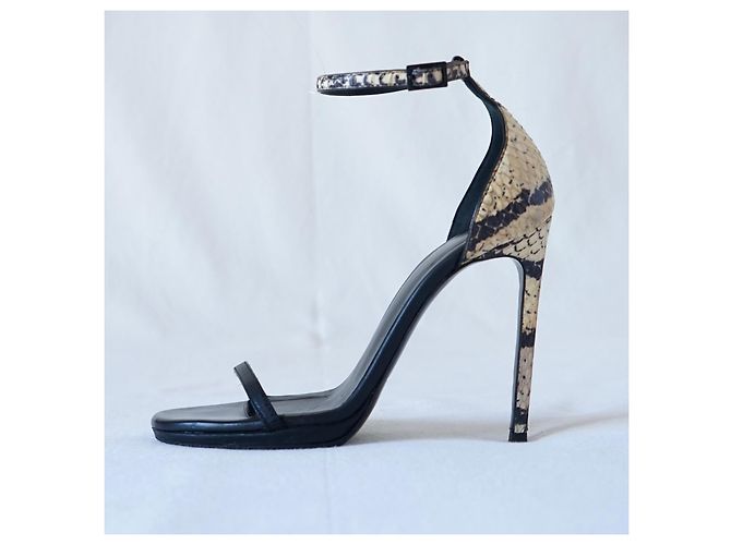 Sandali Saint Laurent Jane Neri Beige Pelle Nero - vista 5