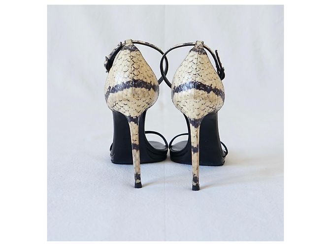 Sandali Saint Laurent Jane Neri Beige Pelle Nero - vista 8
